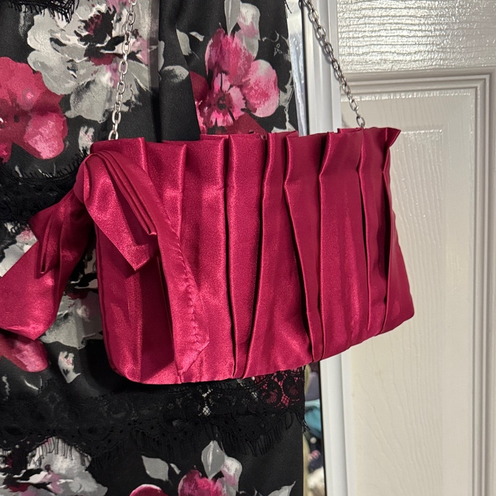 Elegant Pink Satin Clutch